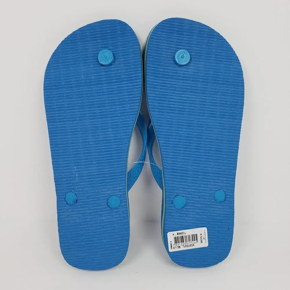 Havaianas Originals Youth Size 4Y/5Y Turquoise Blue Slip On Flip Flop Sandals